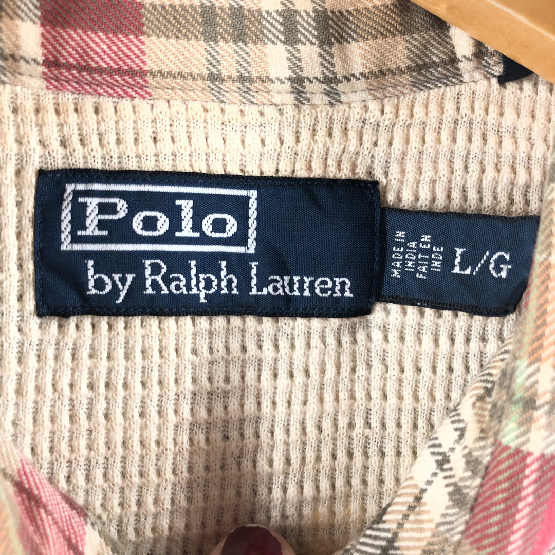 90'S Polo Ralph Lauren Check Pattern One Point Long Sleeve Button Down Check Shirt L Vintage /eaa500087