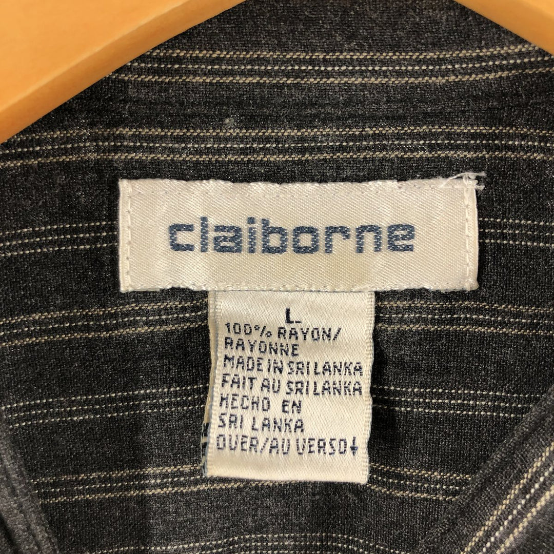 Claiborne Ciaiborne Stripe Pattern Stand Collar Shirt Men's L size /eaa500093