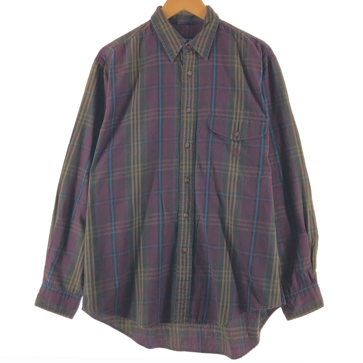 90'S NAUTICA Long Sleeve Cotton Check Shirt Men's Size L Vintage /eaa500098