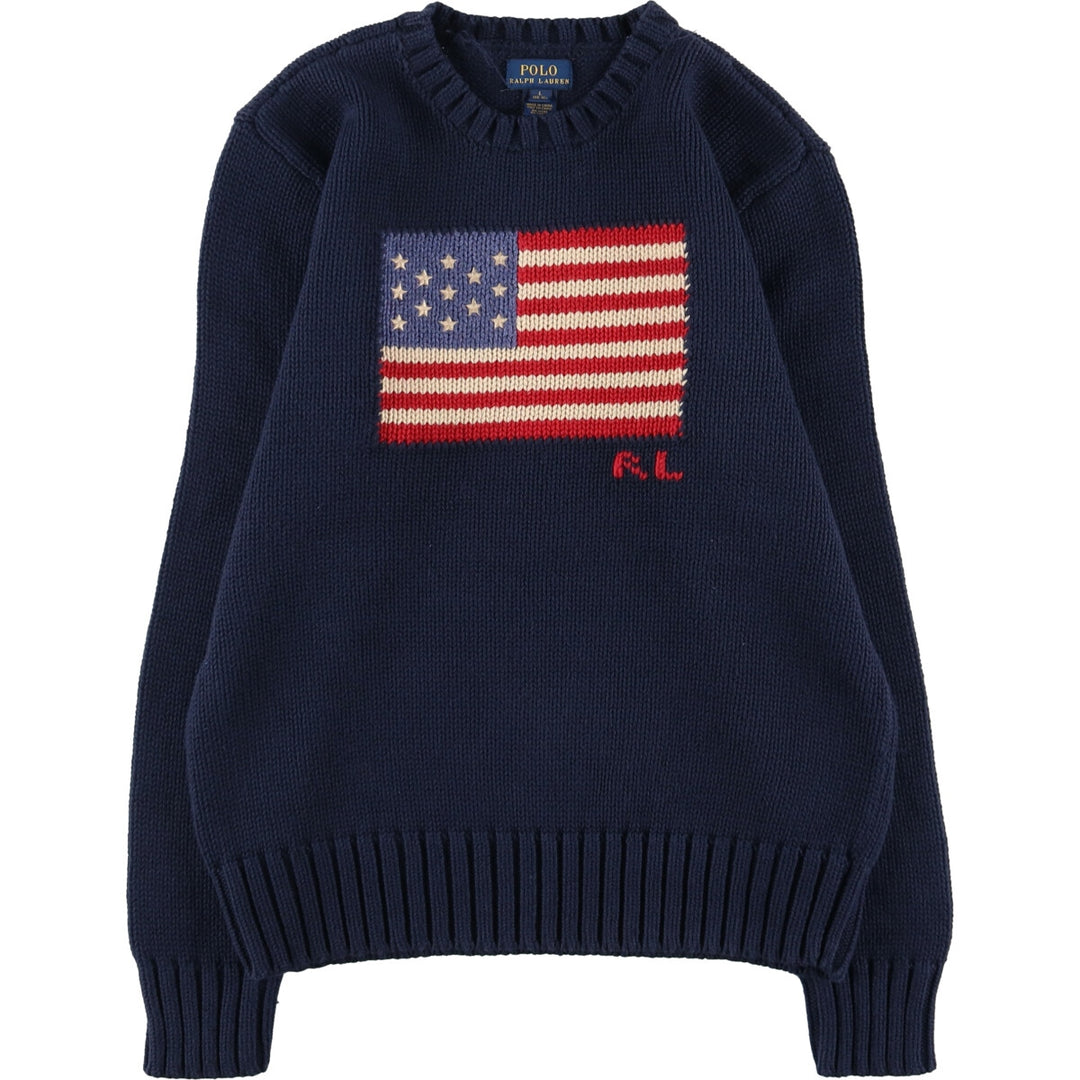 Ralph Lauren POLO RALPH LAUREN Stars and Stripes Cotton Knit Sweater Women's Size L / eaa500143