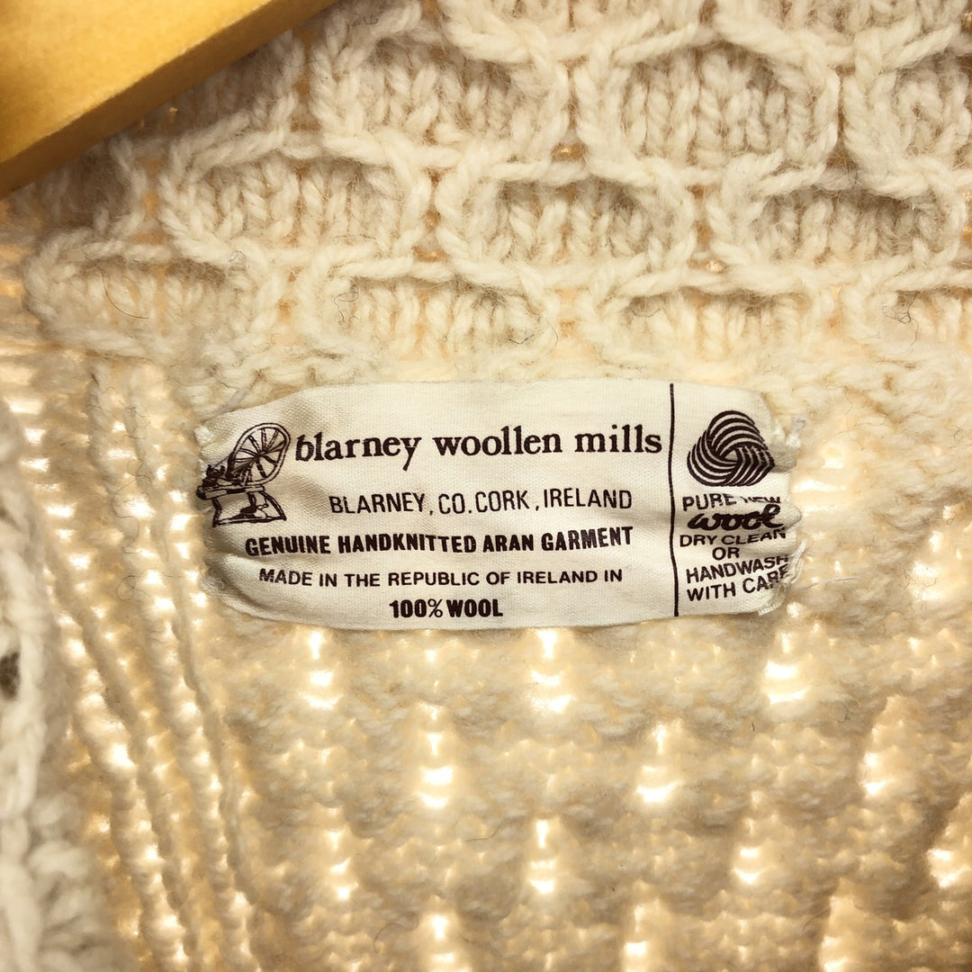 ~90'S Blarney Woolen Mills Fisherman Aran Knit Cardigan Women's M Size Vintage / eaa500197