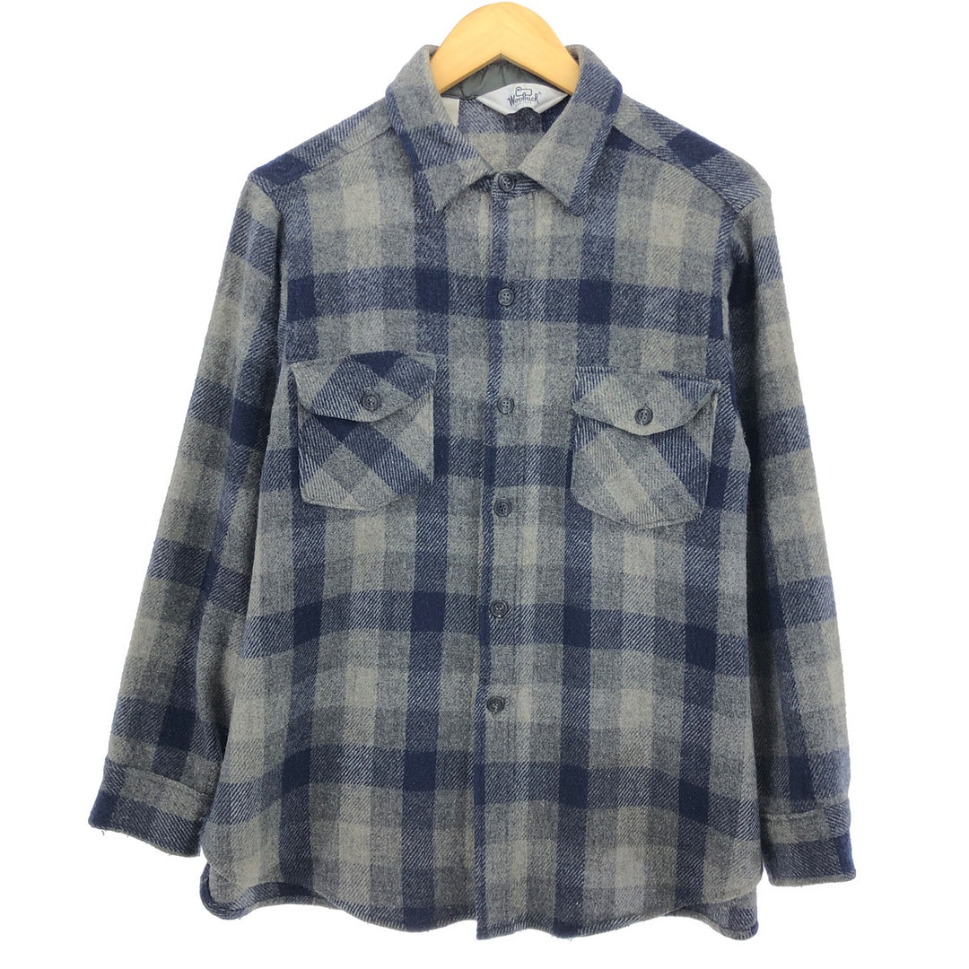 70'S WOOLRICH Check Pattern Wool Shirt Men's XL Vintage /eaa500203