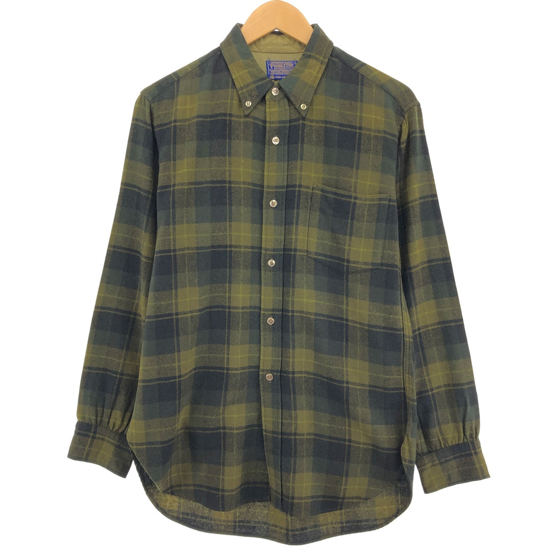 60'S Pendleton Check Pattern Wool Button-Down Shirt, Men's Medium, Vintage /eaa500204