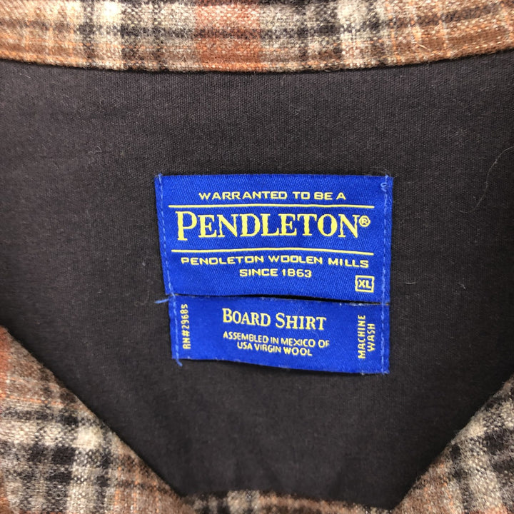 Pendleton Board Shirt Check Pattern Open Collar Wool Box Shirt Men's XL /eaa500206