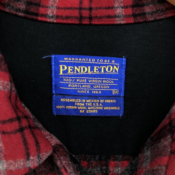 Pendleton Board Shirt Check Pattern Open Collar Wool Box Shirt Men's M Size /eaa500209