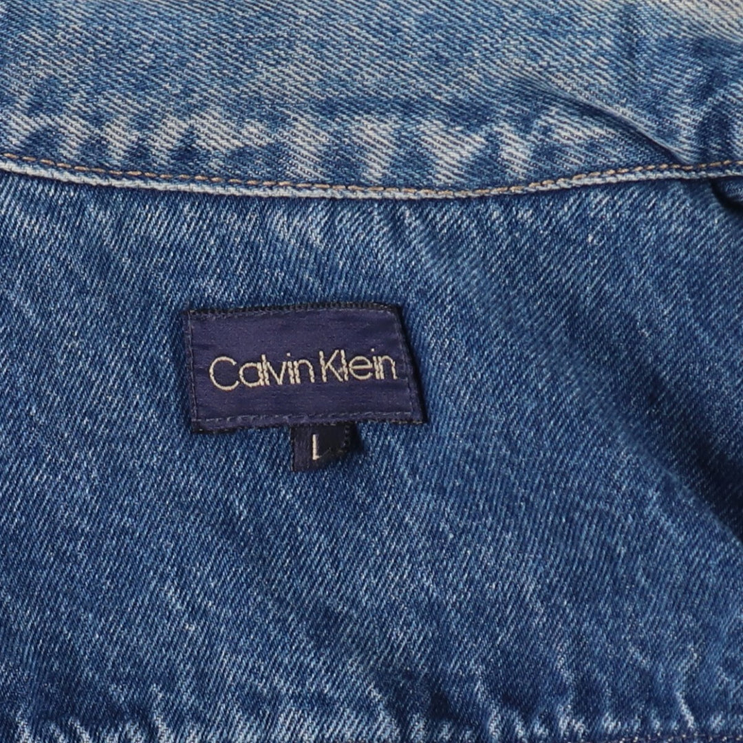 80'S Calvin Klein denim jacket, denim jacket, made in USA, men's size L, vintage /eaa500227