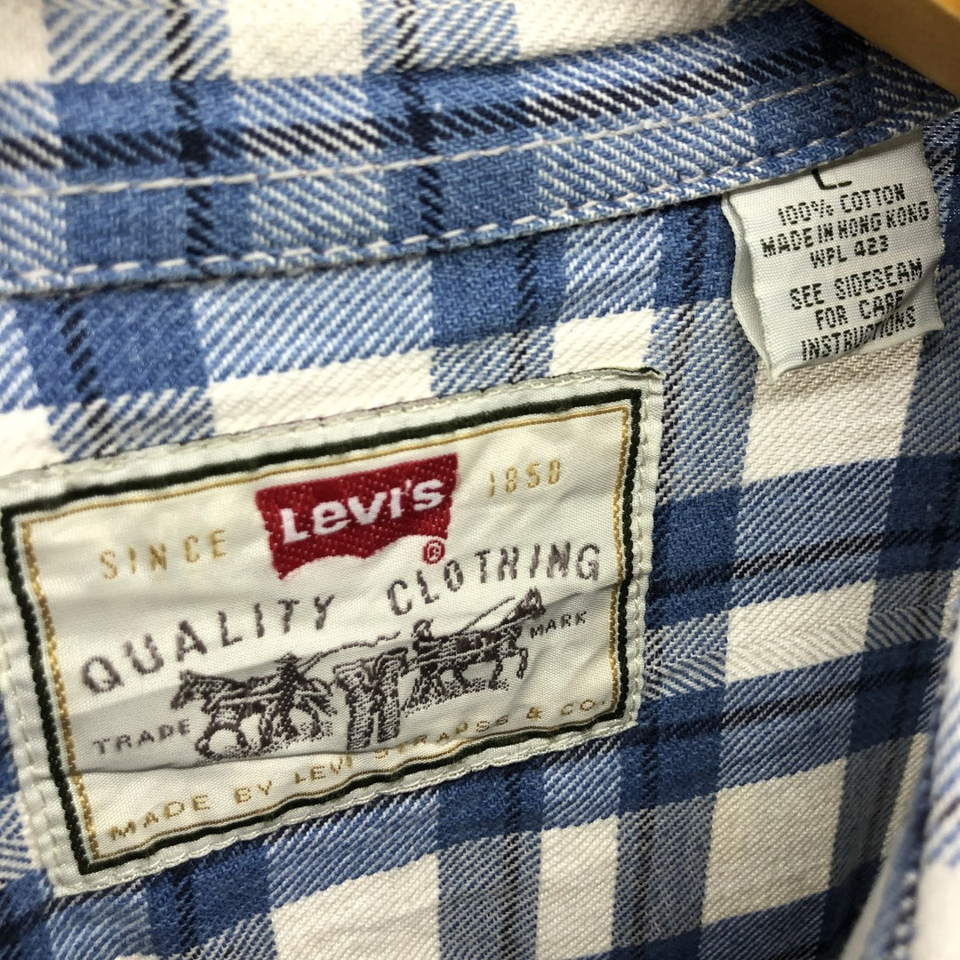 90'S Levi's Quality Clothing Check Pattern Long Sleeve Denim Shirt Men's Size L Vintage /eaa500304