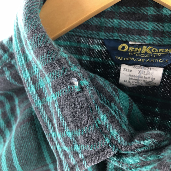 80'S Osh Kosh Ombre Check Long Sleeve Heavy Flannel Check Shirt Men's XXL Vintage /eaa500325