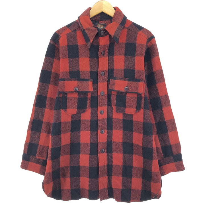 1940'S WOOLRICH Buffalo Check Wool Shirt, Men's Size L, Vintage / eaa500401