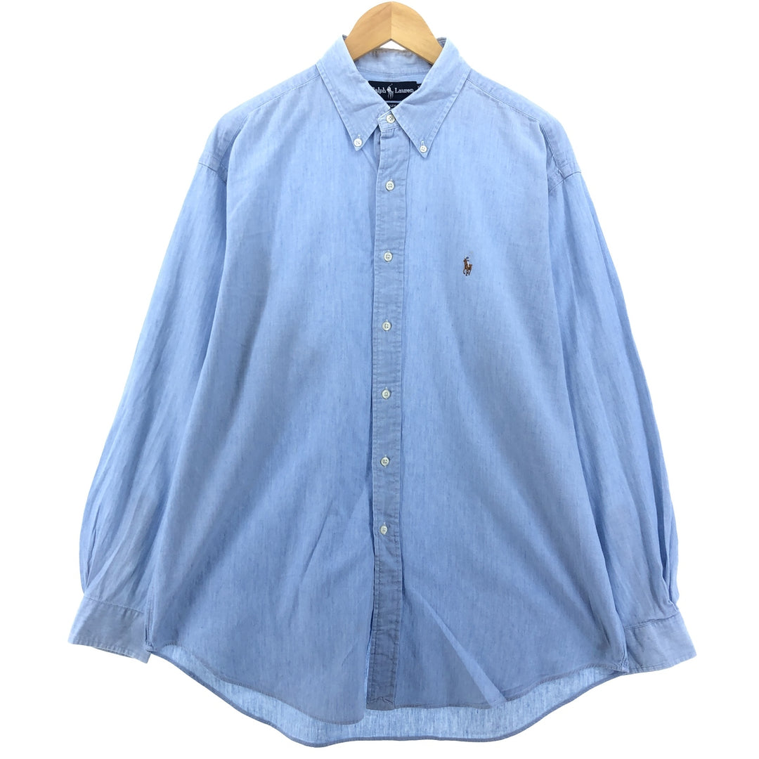 Ralph Lauren BLAIRE long sleeve button down chambray shirt men's size L / eaa500425