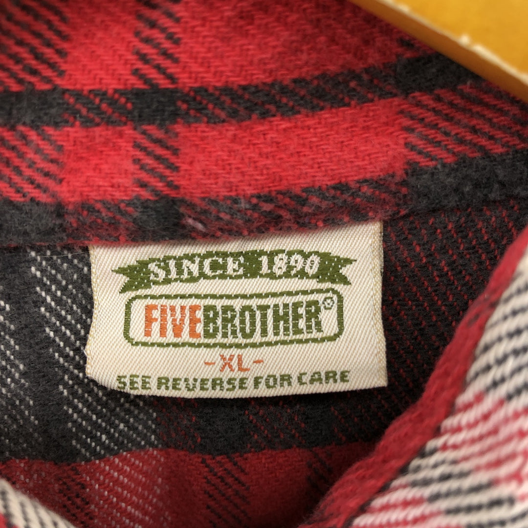 90'S Five Brother Long Sleeve Flannel Check Shirt Men's XL Vintage /eaa500434