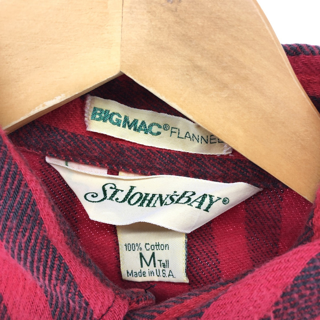 1980'S St. John's Bay Big Mac Flannel Stripe Pattern Long Sleeve Flannel Shirt Made in USA Men's M /eaa500435