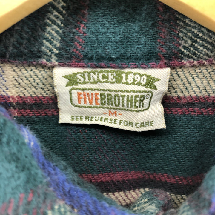 90'S Five Brother Long Sleeve Heavy Flannel Check Shirt Made in USA Men's Medium Long Sleeve Vintage /eaa500438