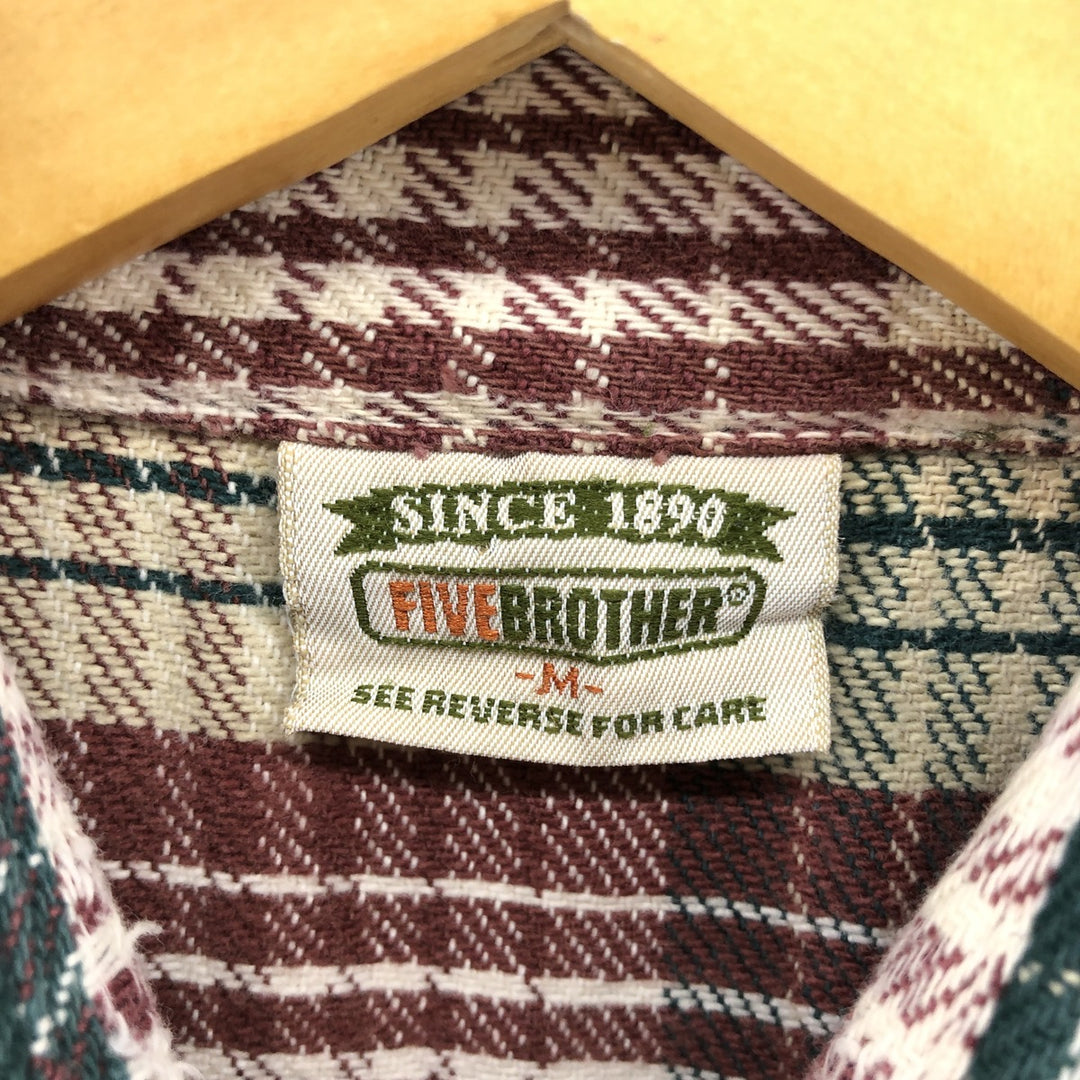 90'S Five Brother Long Sleeve Flannel Check Shirt Men's Medium Vintage /eaa500445