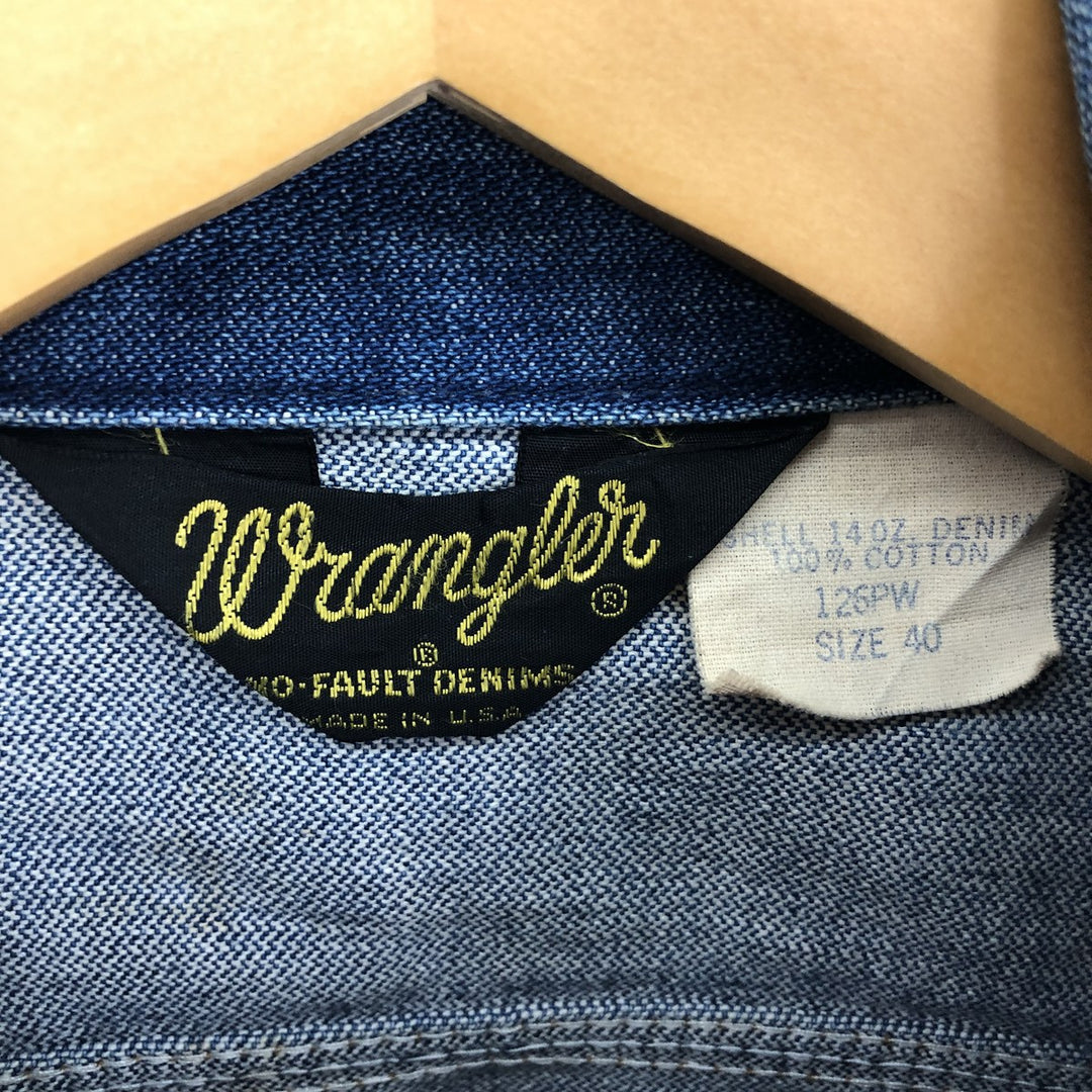 Vintage 80'S Wrangler NO-FAULT DENIMS denim jacket, made in USA, men's M size / eaa500474