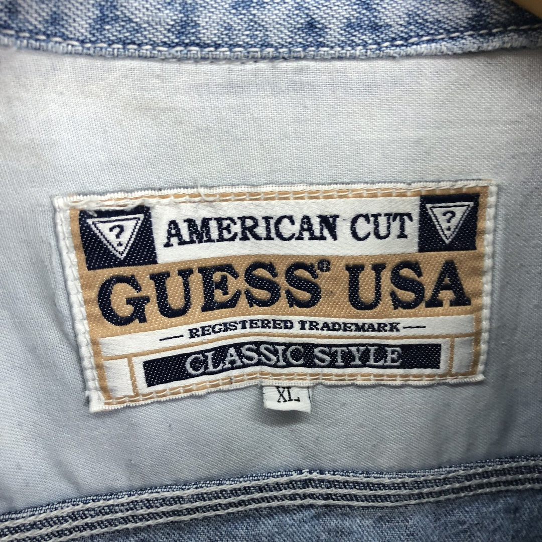 90'S Guess BY GEORGES MARCIANO denim zip-up jacket made in USA, men's XL size, vintage /eaa500479