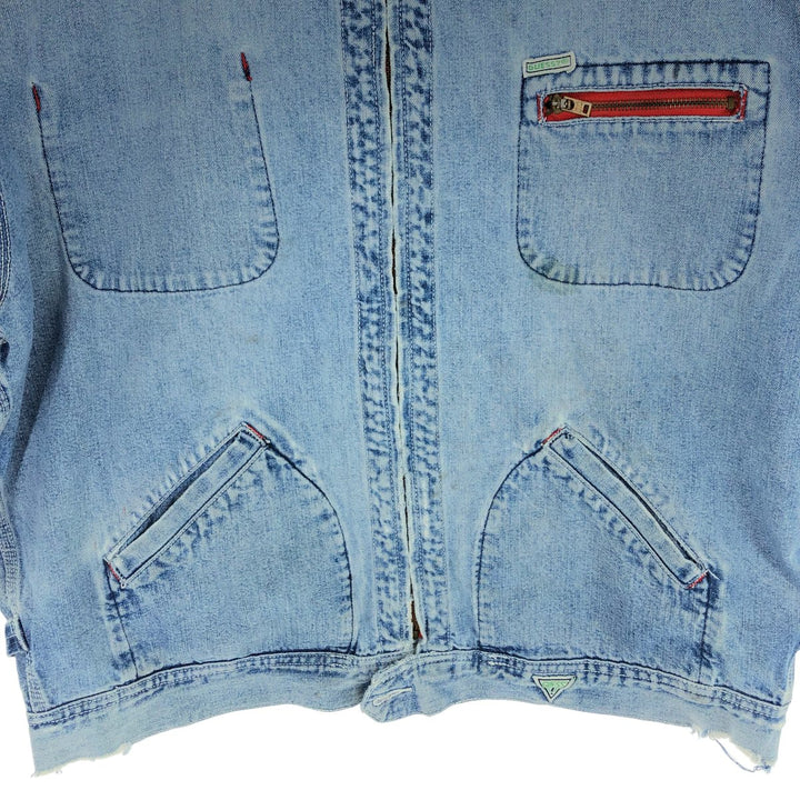 90'S Guess BY GEORGES MARCIANO denim zip-up jacket made in USA, men's XL size, vintage /eaa500479