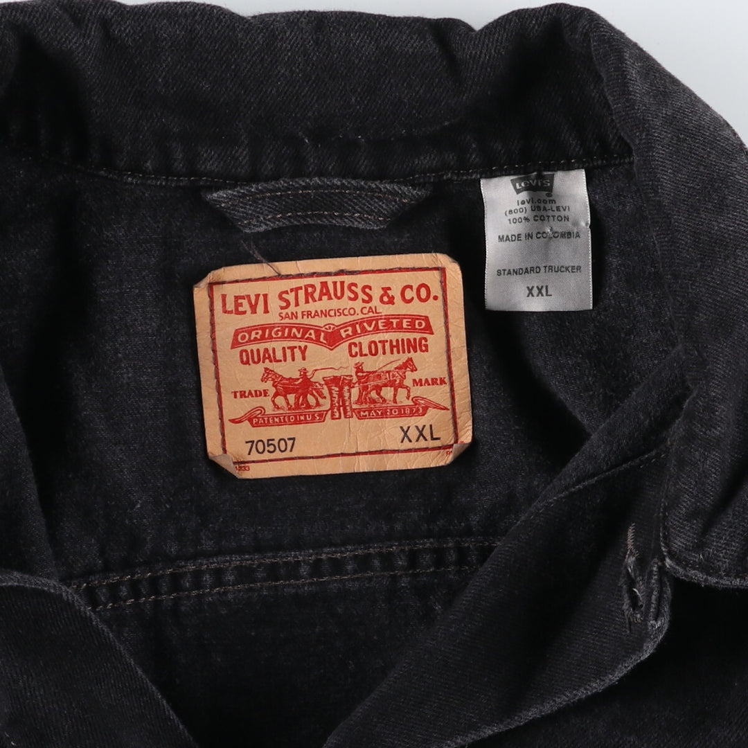 00'S Levi's 70507 STANDARD TRUCKER Black Denim Jacket G-Jean Men's XXL / eaa500611