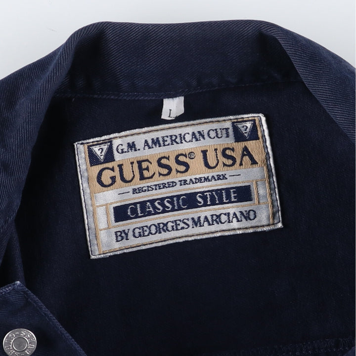 90'S Guess CLASSIC STYLE denim jacket, G-jacket, made in USA, men's size L, vintage /eaa500614