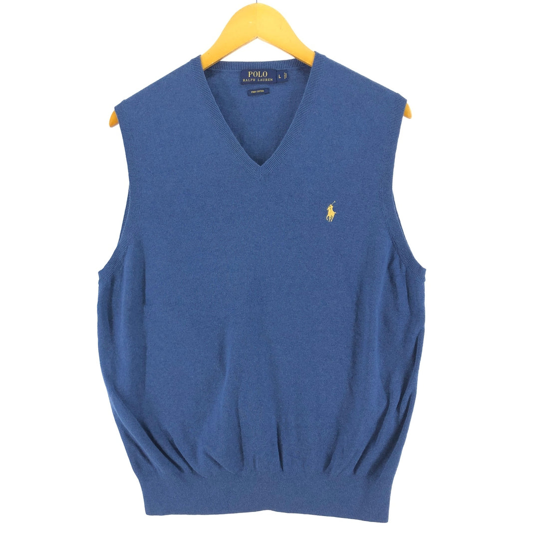 Ralph Lauren POLO RALPH LAUREN V-neck cotton knit vest, men's size L / eaa500646