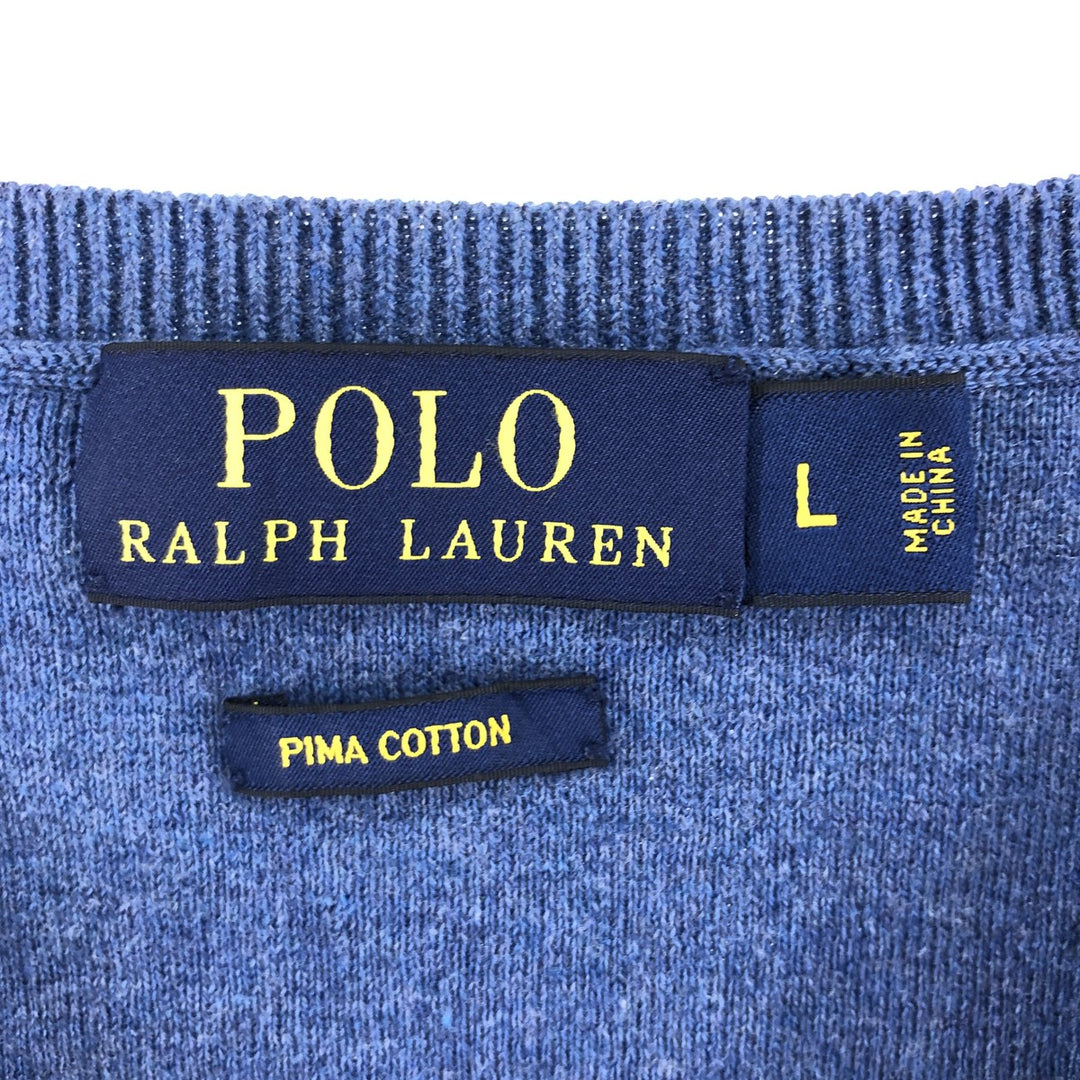 Ralph Lauren POLO RALPH LAUREN V-neck cotton knit vest, men's size L / eaa500646