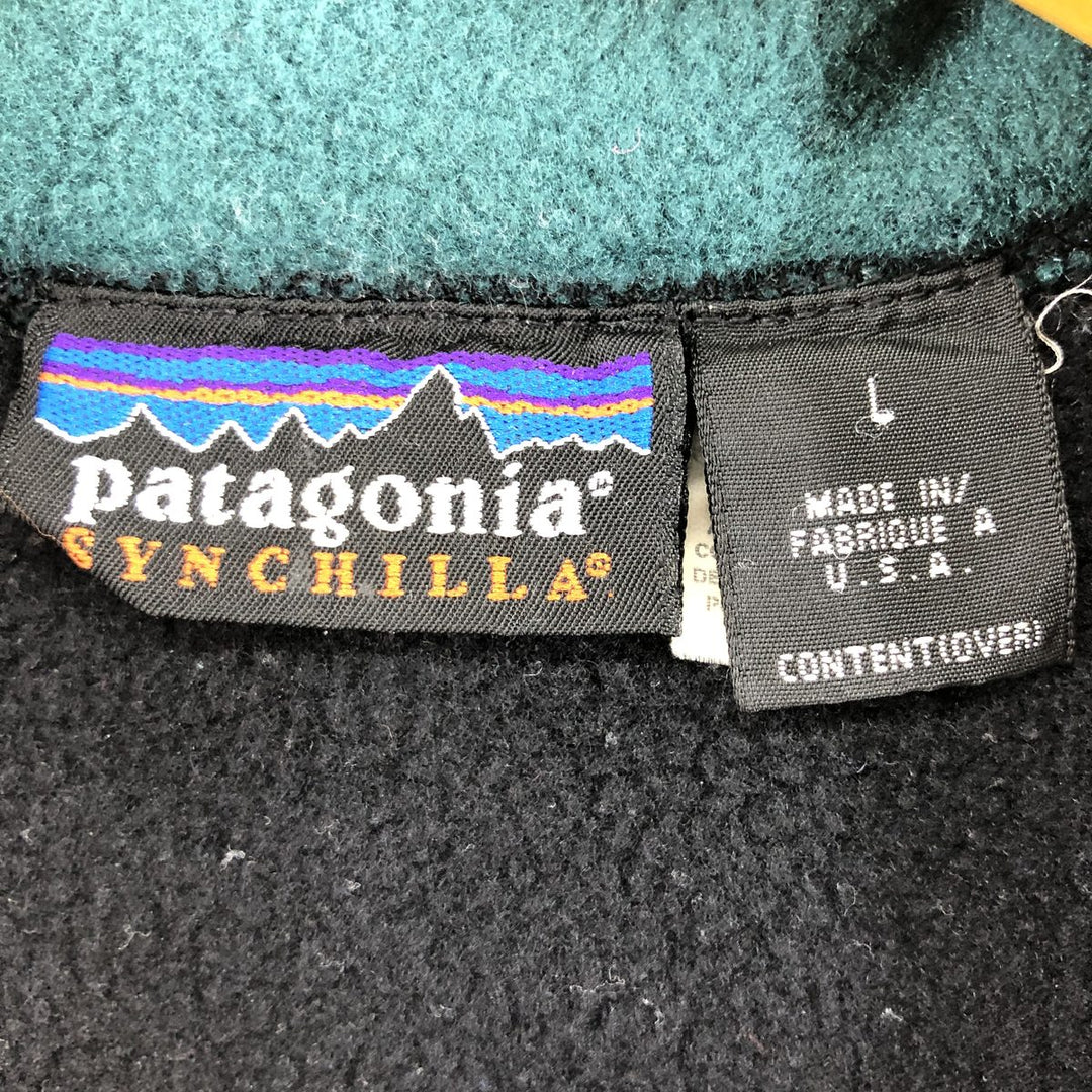 90'S Patagonia Synchilla Vest 25182 Fleece Vest Made in USA Men's L Size Full Zip Vintage /eaa500651