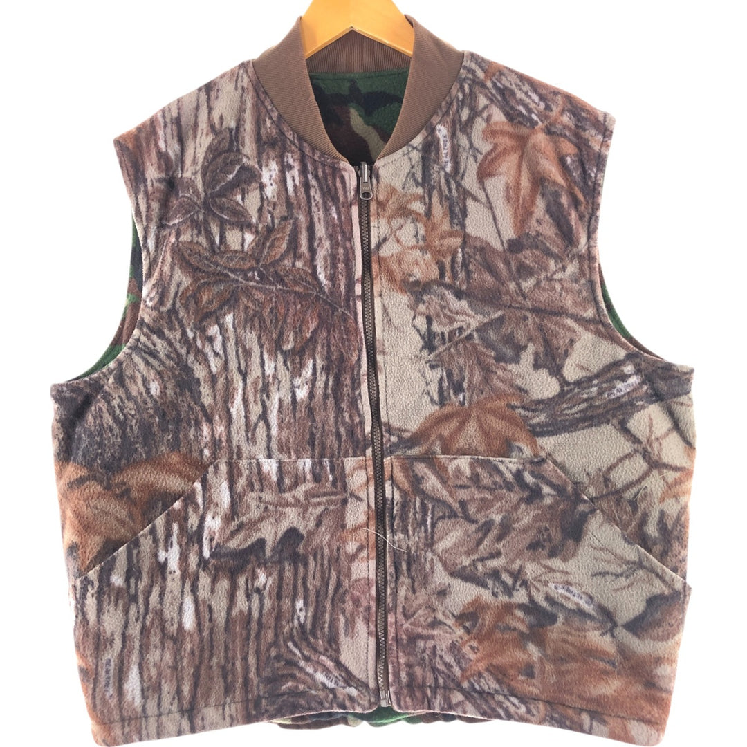 90s~00'S Cabelas Realtree Camo Woodland Camo Thinsulate Reversible Fleece Vest Men's XL /eaa500652