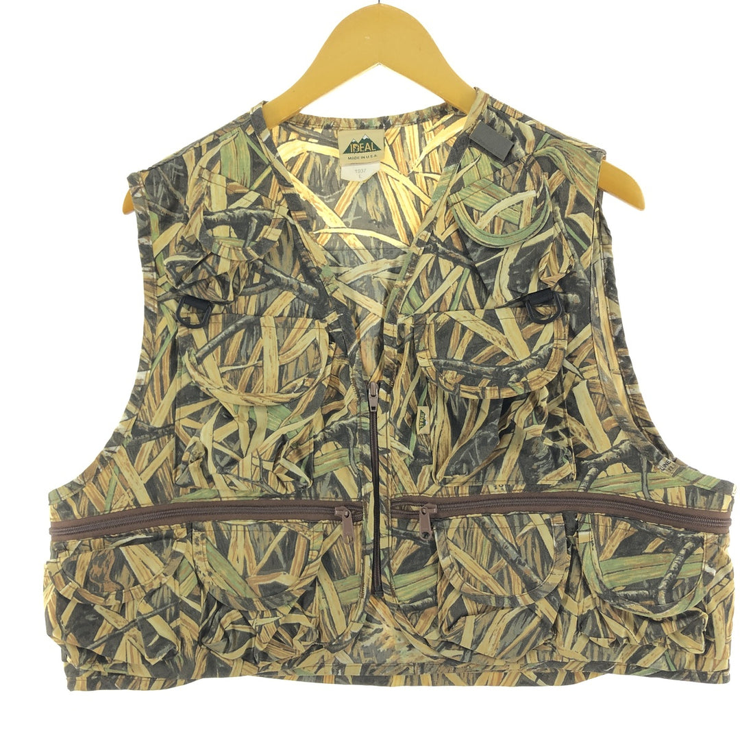 IDEAL Camouflage Pattern Real Tree Camo Fishing Vest Made in USA Men's L size /eaa500663