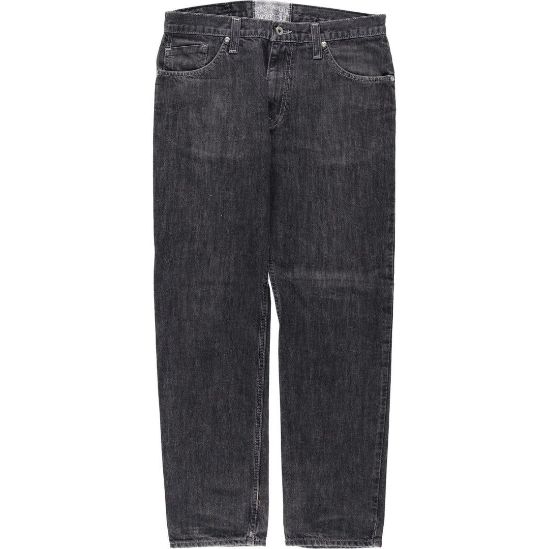 Stussy WORKGEAR Black Denim Straight Leg Jeans, Men's Size W33 (approx.) cotton black type Vintage Second Hand
