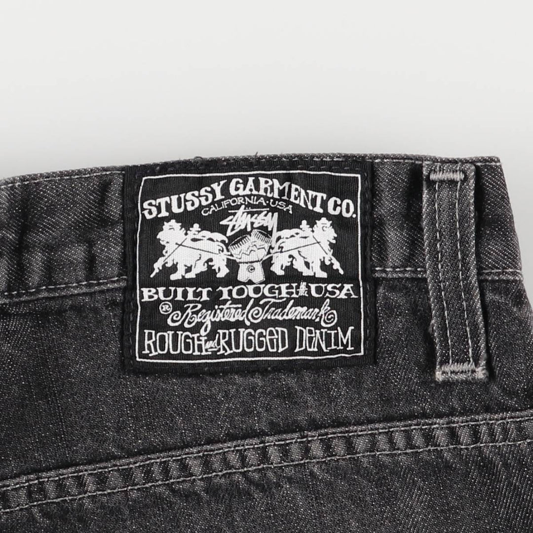Stussy WORKGEAR Black Denim Straight Leg Jeans, Men's Size W33 (approx.) cotton black type Vintage Second Hand