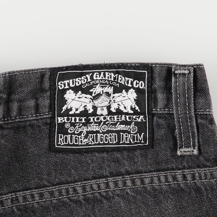 Stussy WORKGEAR Black Denim Straight Leg Jeans, Men's Size W33 (approx.) cotton black type Vintage Second Hand
