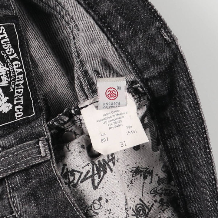 Stussy WORKGEAR Black Denim Straight Leg Jeans, Men's Size W33 (approx.) cotton black type Vintage Second Hand