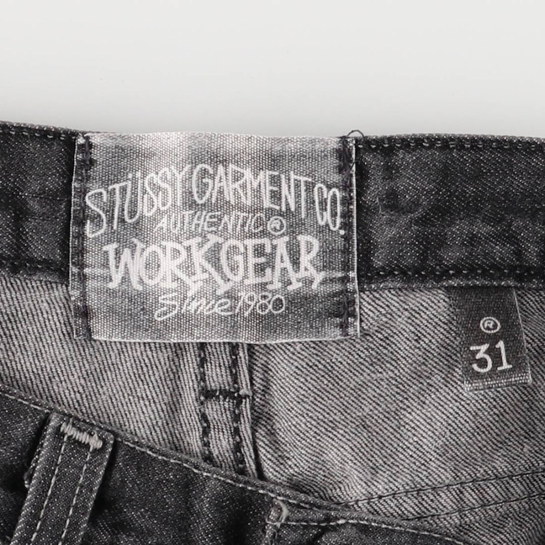 Stussy WORKGEAR Black Denim Straight Leg Jeans, Men's Size W33 (approx.) cotton black type Vintage Second Hand