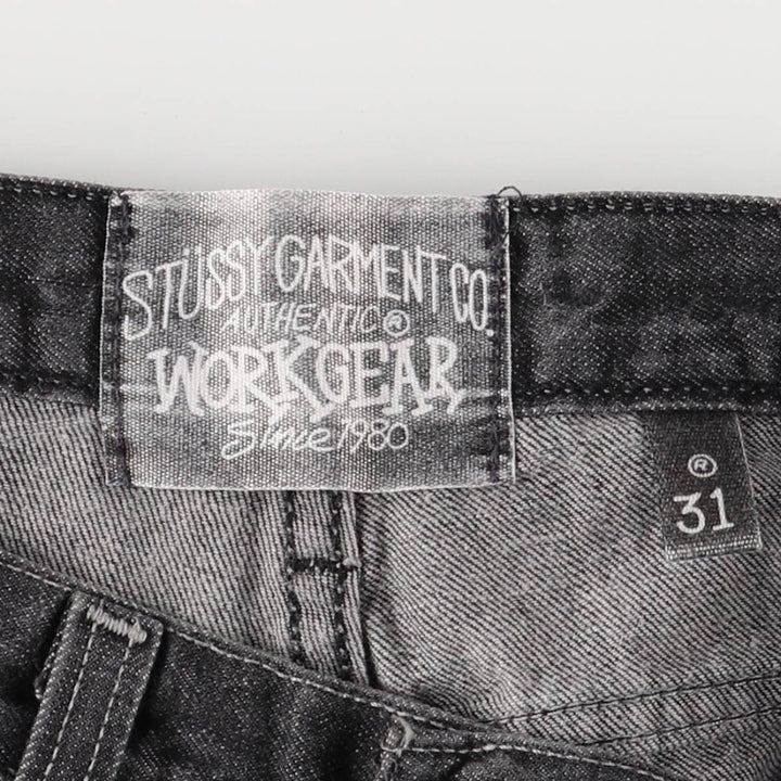 Stussy WORKGEAR Black Denim Straight Leg Jeans, Men's Size W33 (approx.) cotton black type Vintage Second Hand