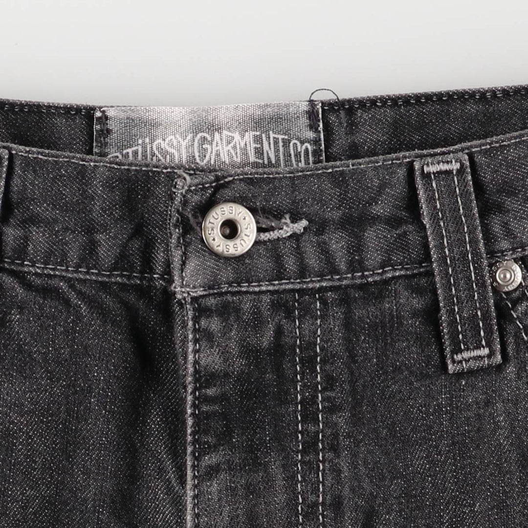 Stussy WORKGEAR Black Denim Straight Leg Jeans, Men's Size W33 (approx.) cotton black type Vintage Second Hand