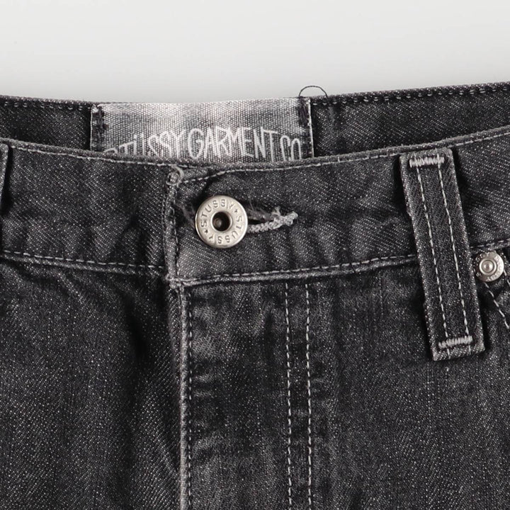 Stussy WORKGEAR Black Denim Straight Leg Jeans, Men's Size W33 (approx.) cotton black type Vintage Second Hand