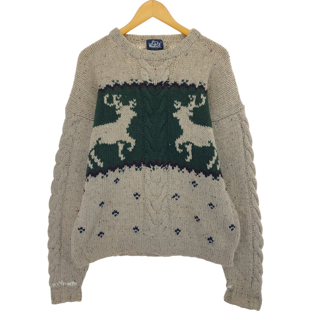 80'S WOOLRICH All-over Reindeer Pattern Colored Nep Nordic Sweater Men's XL Vintage /eaa500824