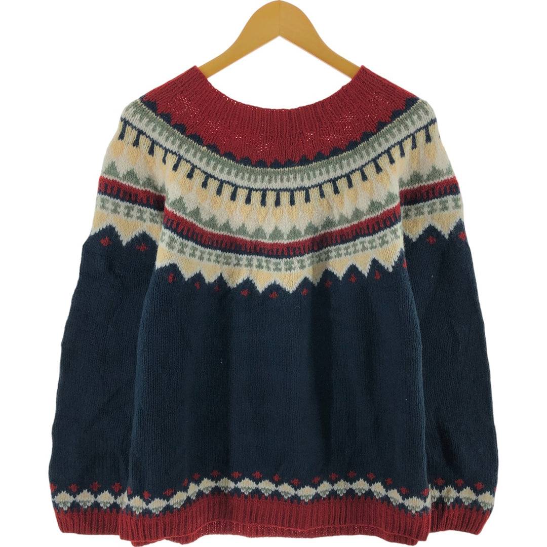 Eddie Bauer Nordic Print Sweater, Women's, Size XL wool navy blue type Vintage Second Hand