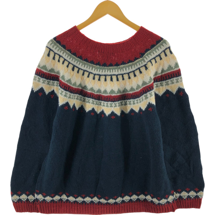 Eddie Bauer Nordic Print Sweater, Women's, Size XL wool navy blue type Vintage Second Hand