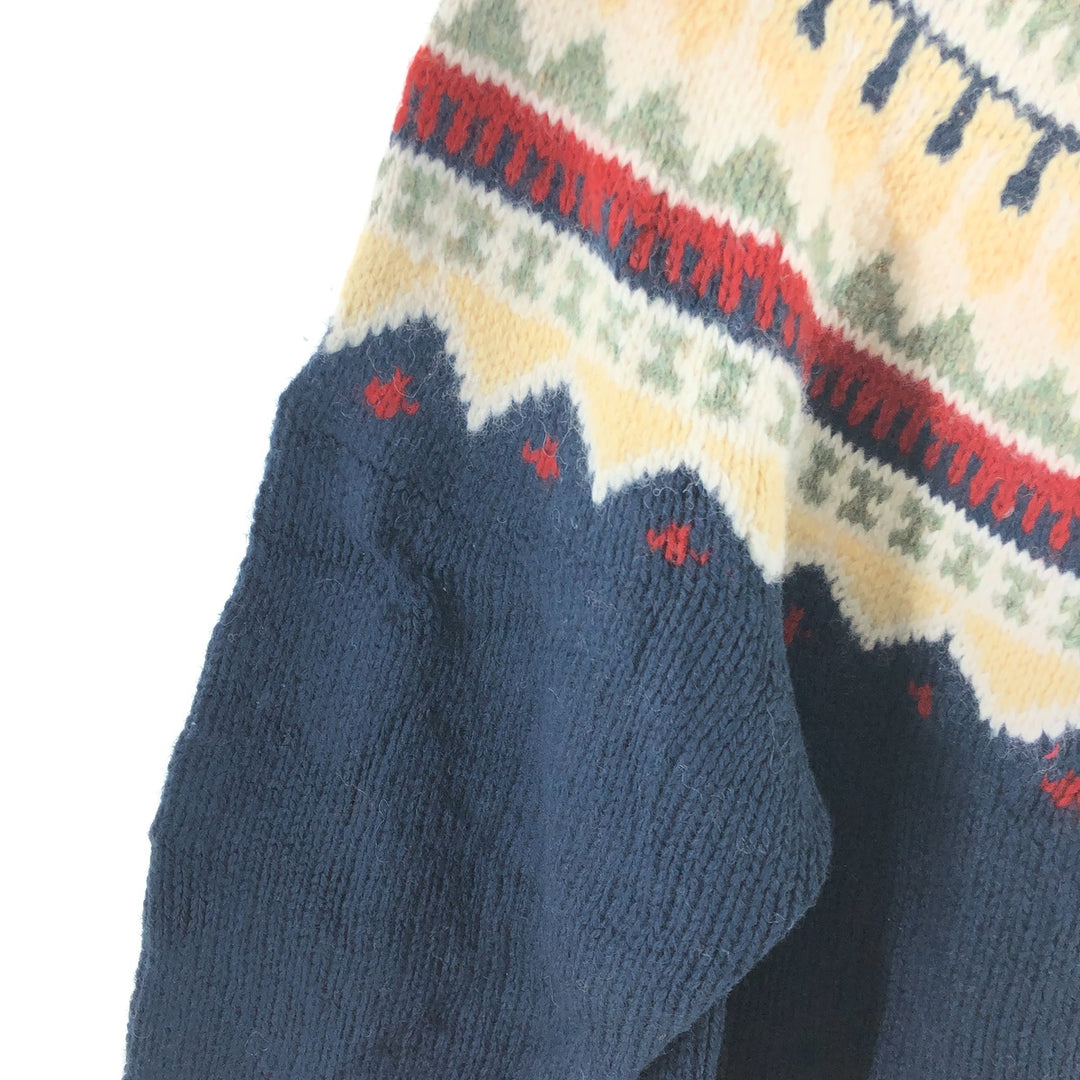 Eddie Bauer Nordic Print Sweater, Women's, Size XL wool navy blue type Vintage Second Hand