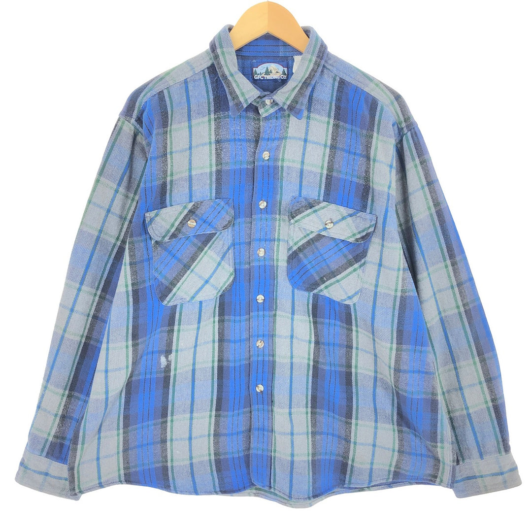 GFC TRADING CO. Long sleeve heavy flannel check shirt, men's equivalent to XL / eaa500839