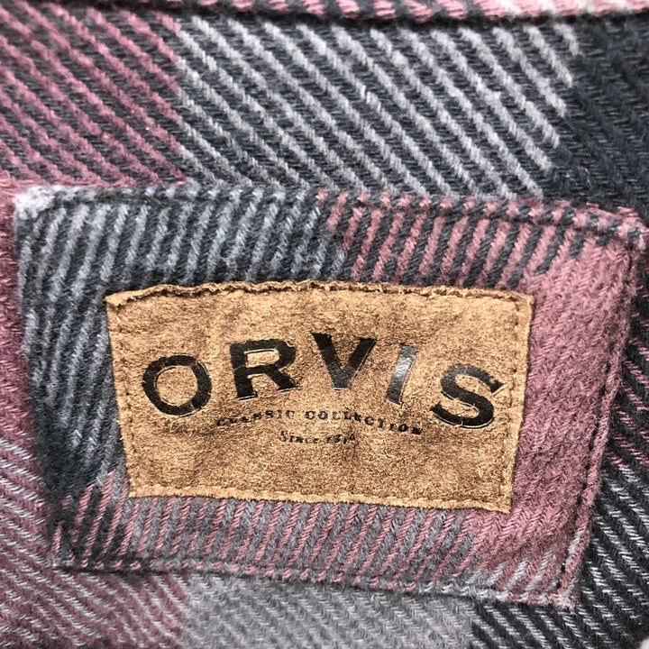 00'S ORVIS Long Sleeve Heavy Flannel Check Shirt Men's XL /eaa500843