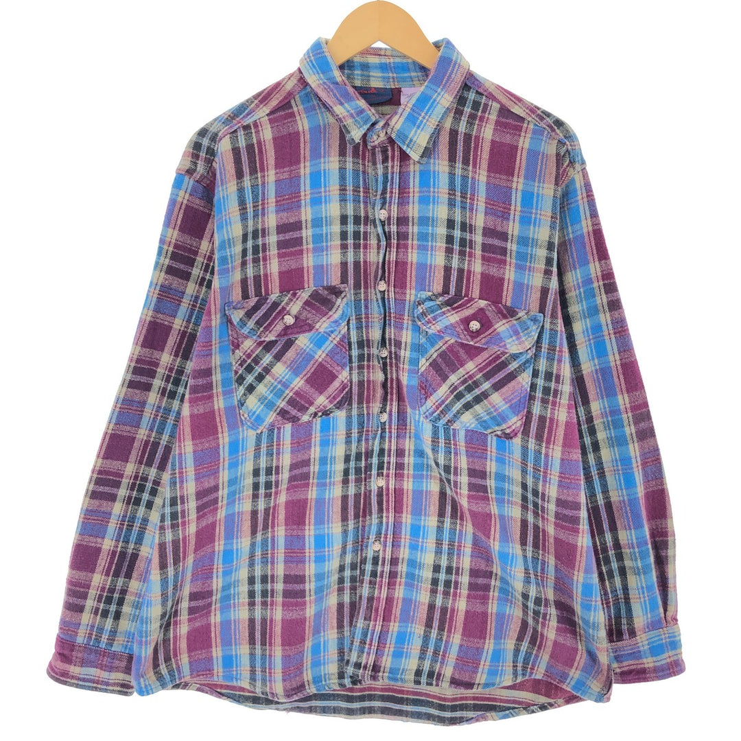 90'S Dakota DAKOTA Long Sleeve Heavy Flannel Check Shirt Men's XL Vintage /eaa500848