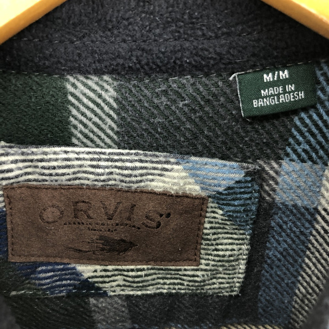 00'S ORVIS Long Sleeve Heavy Flannel Check Shirt Men's M /eaa500849