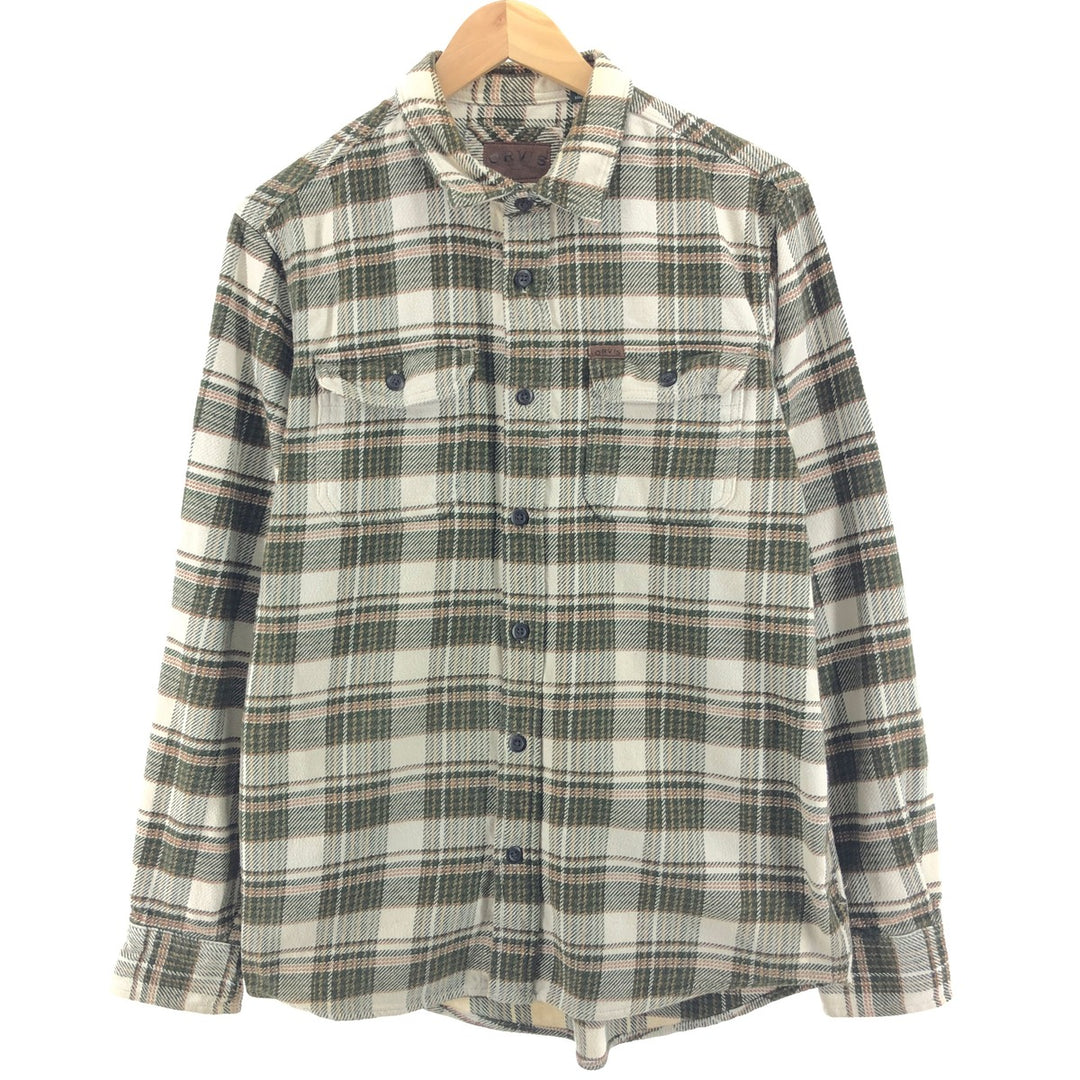 ORVIS Long Sleeve Heavy Flannel Check Shirt Men's M Size / eaa500851