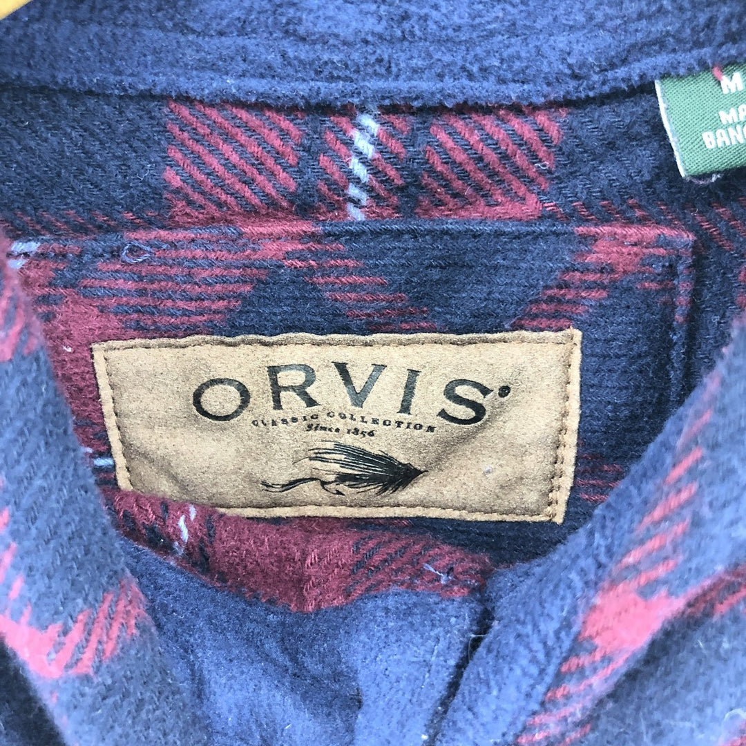 ORVIS Check Pattern Long Sleeve Heavy Flannel Check Shirt Men's M size / eaa500854