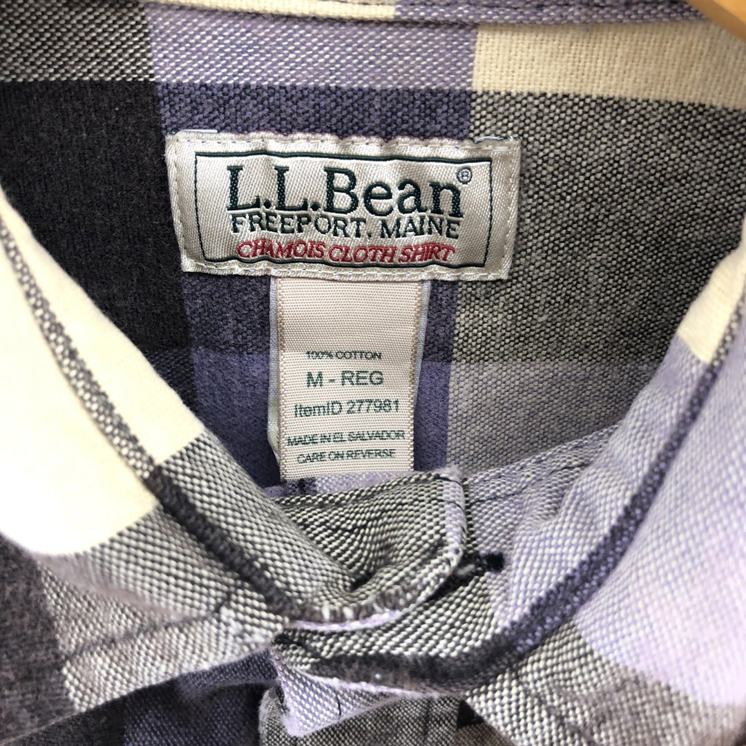 LLBean CHAMOIS CLOTH SHIRT Check Pattern Long Sleeve Chamois Cloth Shirt Men's M size /eaa500860