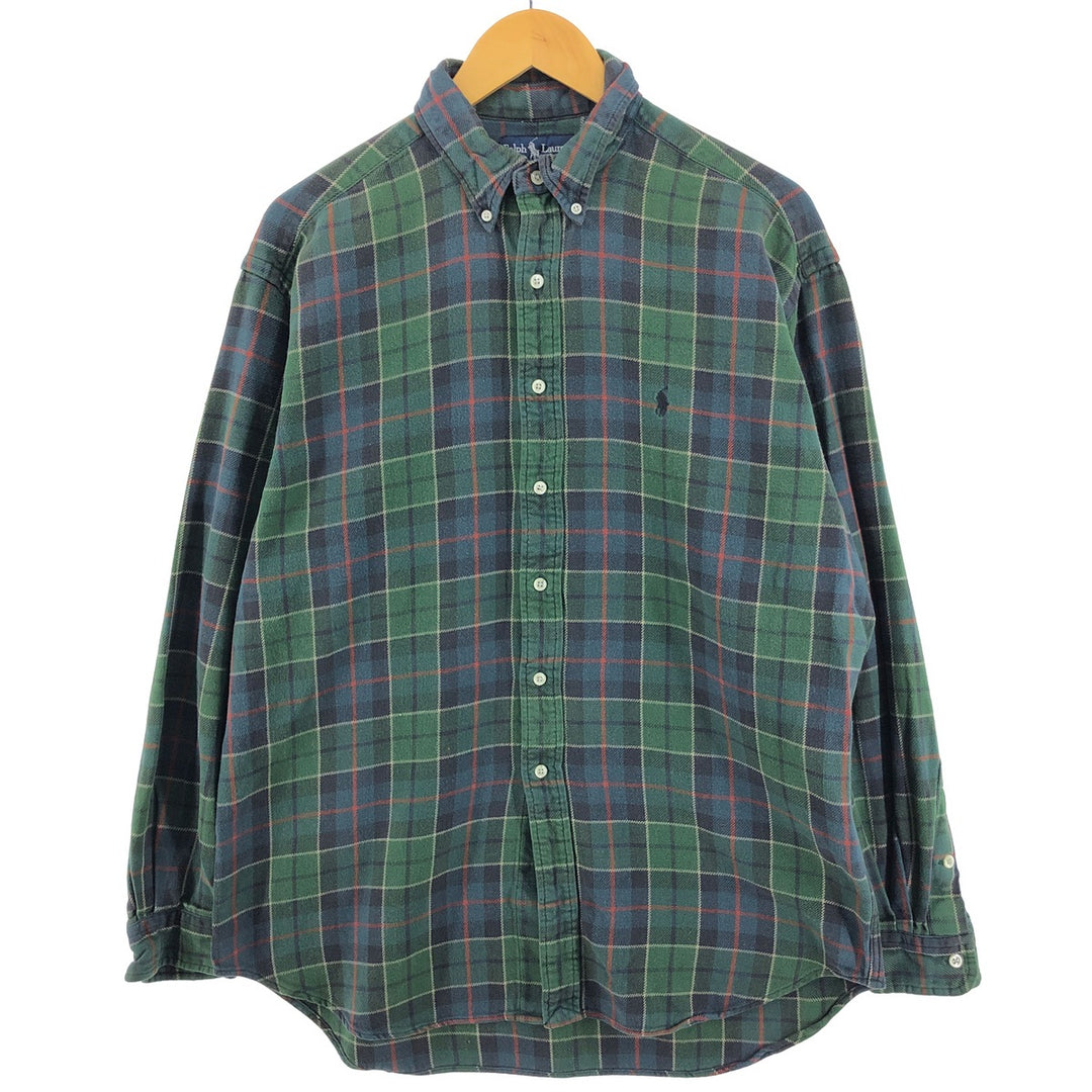 Ralph Lauren BLAKE long sleeve button down heavy flannel check shirt men's size L / eaa500864