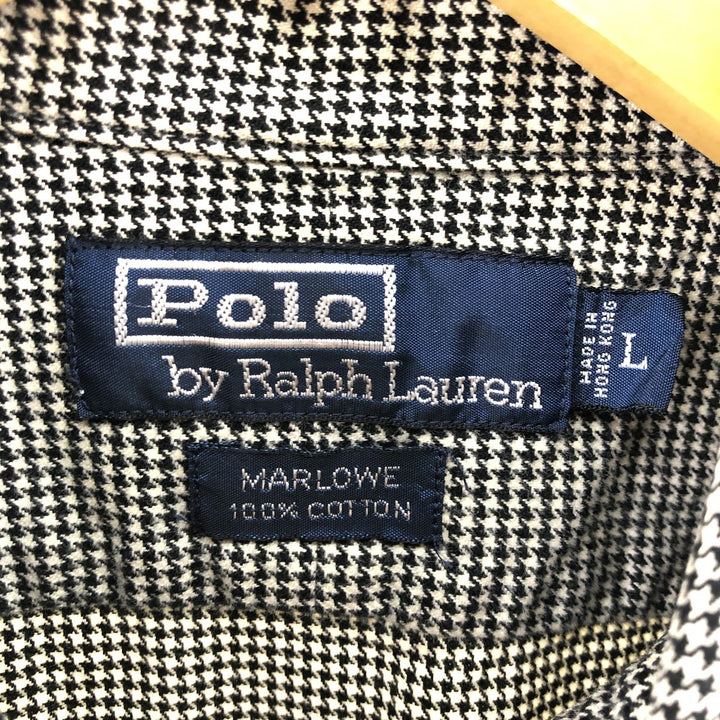 Ralph Lauren POLO by Ralph Lauren MARLOWE Houndstooth Pattern Long Sleeve Cotton Shirt Men's L size / eaa500876