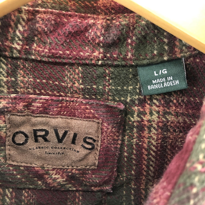 00'S ORVIS Long Sleeve Heavy Flannel Check Shirt Men's L size / eaa500883